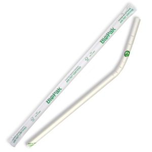 6mm Individually Wrapped White Bendy Straw