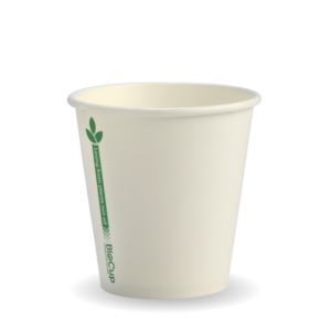 6oz (80mm) White Green Line Single Wall BioCup