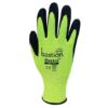 High Viz Yellow Polyester Gloves Black Sandy Foam Nitrile Coating